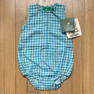 Little Green Radicals Gingham Summer Romper Sz 3-6M